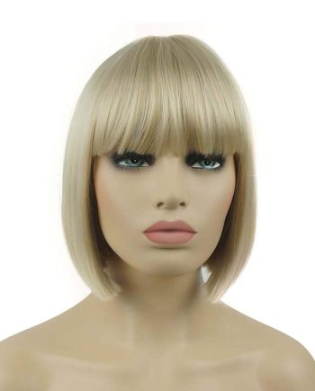 8" Straight Short  Hair Flat Bangs Cute Central Dot Skin Top Heat Resistant Synthetic Wigs (122)