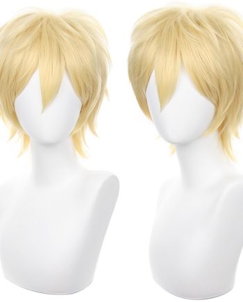 Blonde Cosplay Wig Short Spiky Fluffy Heat Resistant Layered Synthetic Hair Men Women Halloween Party Wig
