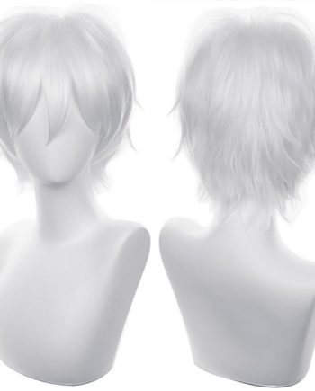 Silver Cosplay Wig Short Spiky Fluffy Heat Resistant Layered Synthetic Hair Men Women Halloween Party Wig