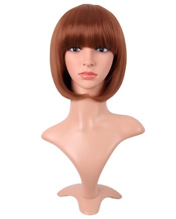 12 Inch /30 cm Fashion Lady Short Straight Synthetic Flat Bangs  Wig (Ginger Orange)