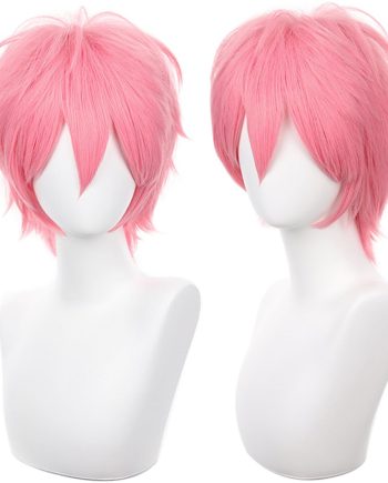 Pink Cosplay Wig Short Spiky Fluffy Heat Resistant Layered Synthetic Hair Men Women Halloween Party Wig