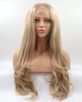 Dirty Blonde Synthetic Lace Front Wig Middle Part High Temperature Heat Resistant Fiber Hair Wigs For Women 24Inch