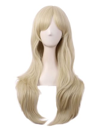 28 Inch/70 cm Women Side Bangs Long Curly Hair  Synthetic Wig (Blonde)