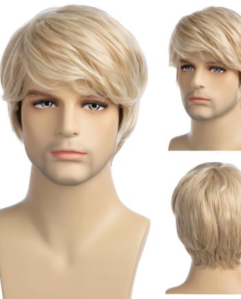 Mens Wig Short Blonde Wig Short Layered Synthetic Hair for Male Cosplay Anime Halloween Wig