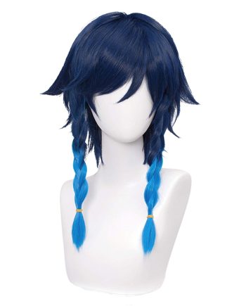 SL Navy Blue Wig for   Costume 2 Tone Anime Braided Hair Wigs with Braids Ponytails Bangs + Cap