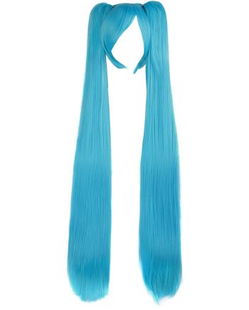 Blue 2 Ponytails Straight Long Party Costume 120cm  Wigs