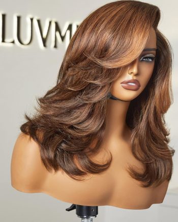 Ombre Brown Wavy Human Hair Bob Wig Layered Haircut Side Parted Wig Pre Cut Glueless HD Lace  Short Wigs 10 Inch