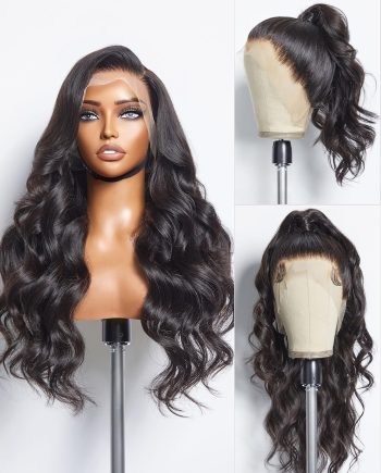 22'' Loose Body Wave 360 Lace Frontal Wigs Human Hair Lace Glueless Human Hair Wig Pre Plucked Long Black Body Wave Wig